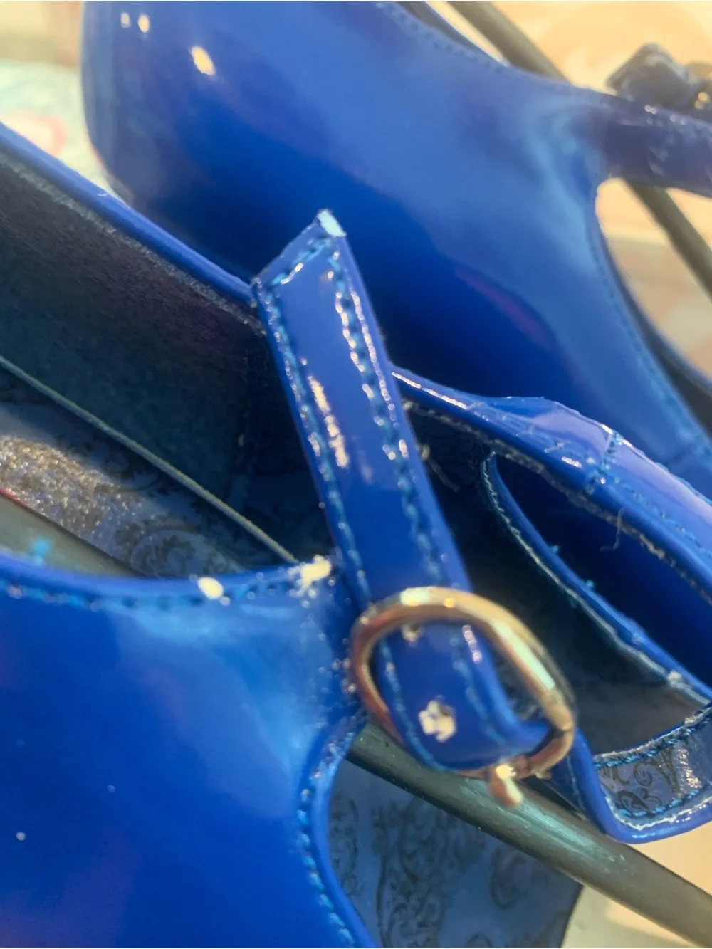 Pleaser Blue Patent Mary Jane Platform Heels